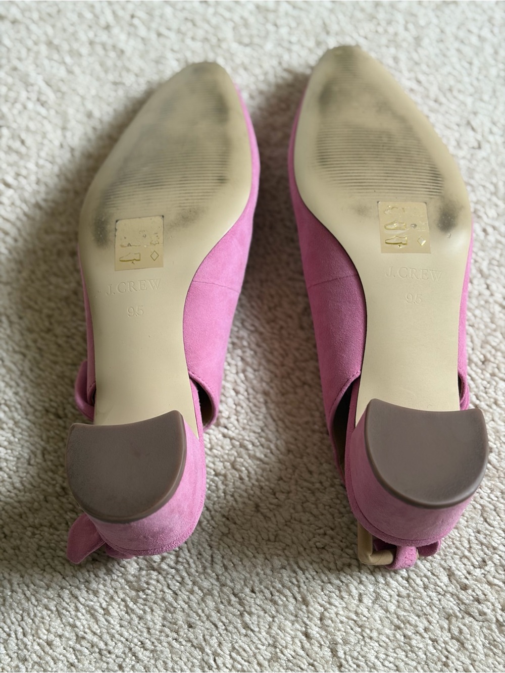 J. Crew Women’s Pink Suede Slingback Heels with Bow - Picture 5 of 8